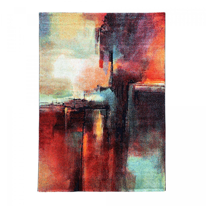 Petit tapis aux motifs multicolores abstraits