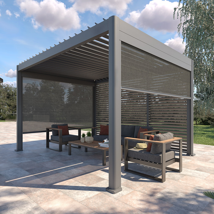 Persienne pour pergola bioclimatique "Evora" - 1/3 côté - 1,2 x 2,3 m Graphite