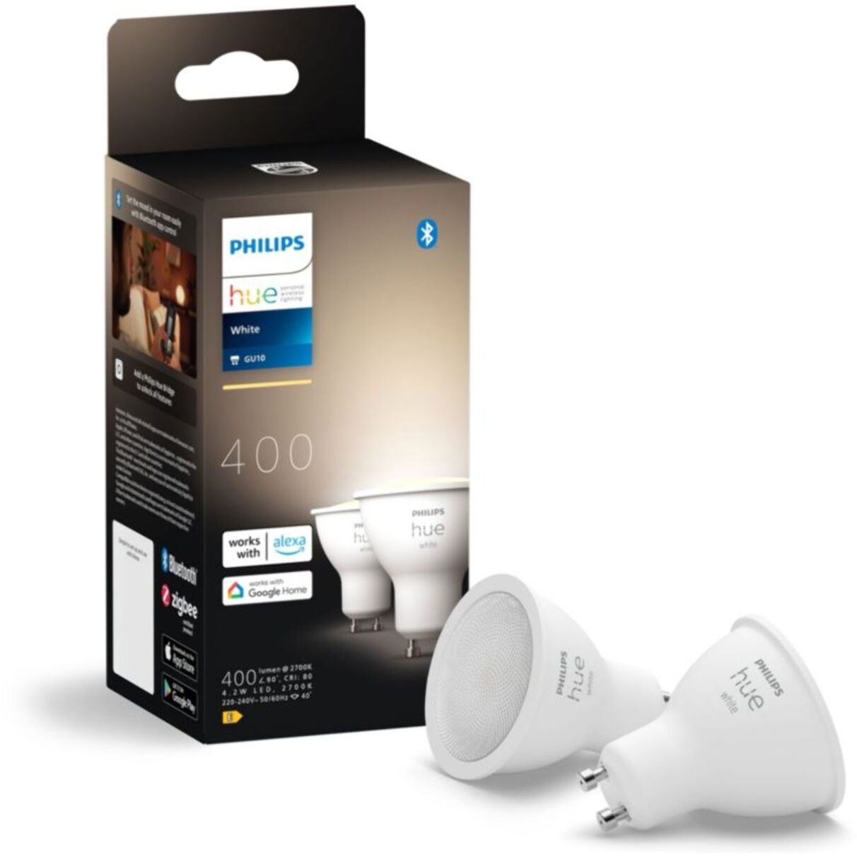 Ampoule LED connectée PHILIPS Hue White 5.5W GU10 X2