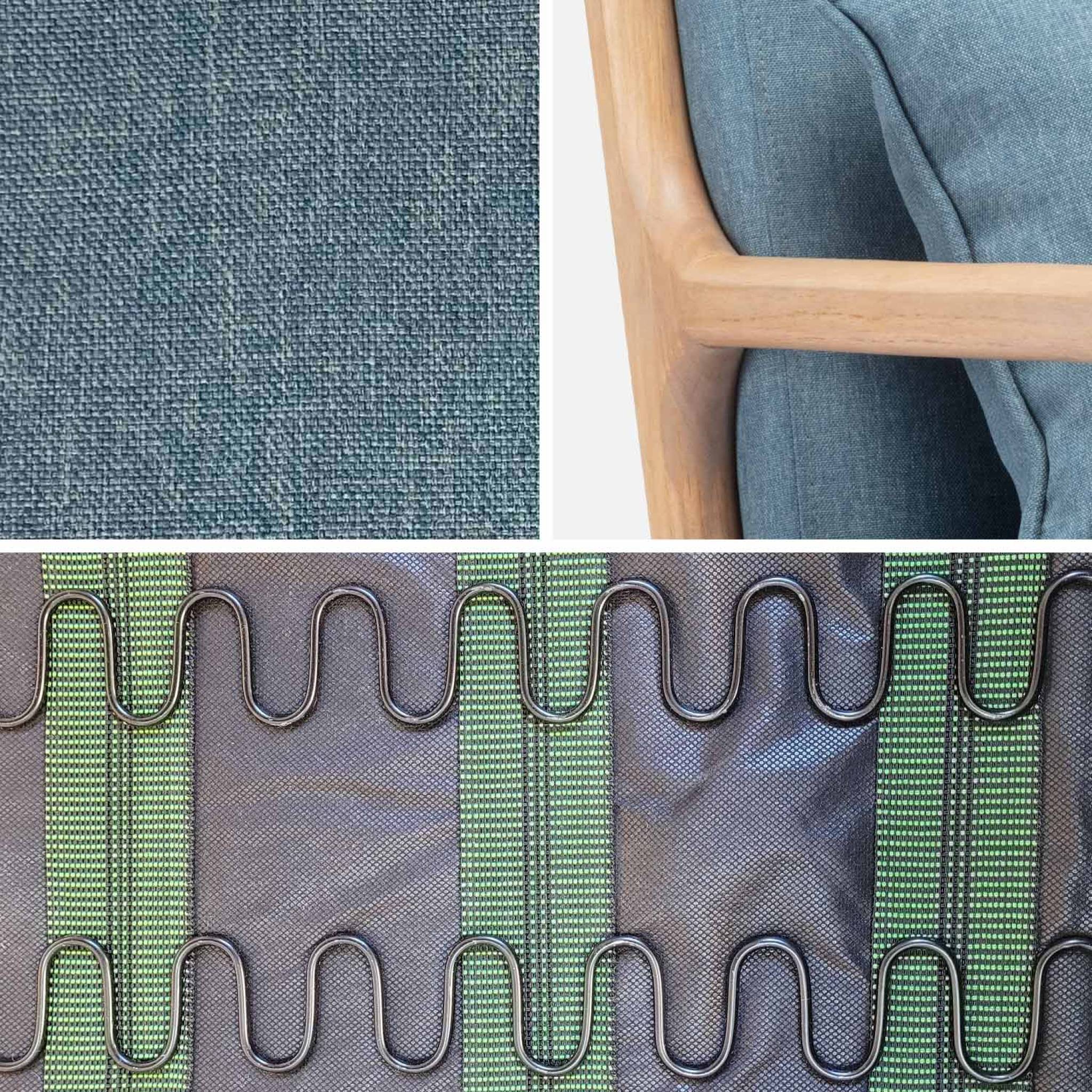 Rocking chair scandinave bois d'hévéa et tissu LORENS