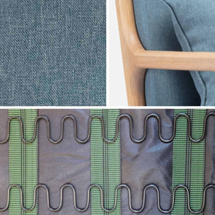 Rocking chair scandinave bois d'hévéa et tissu LORENS