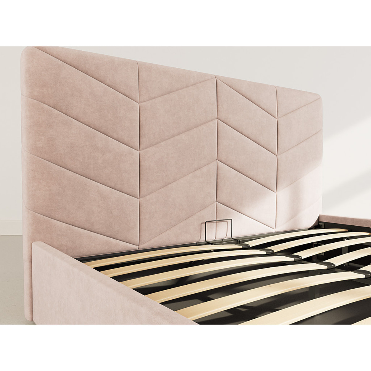 Peonis - lit coffre - 160x200 cm - en velours - sommier inclus - Taupe