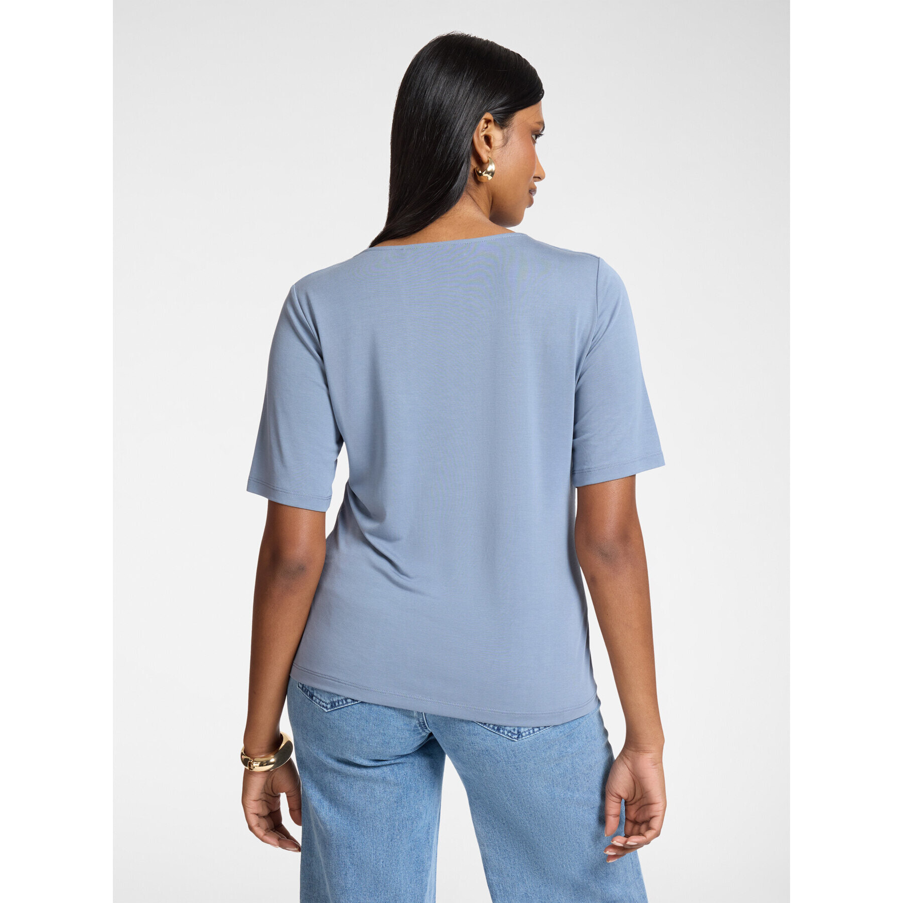 Elena Mirò - Camiseta con escote drapeado - Light - blue