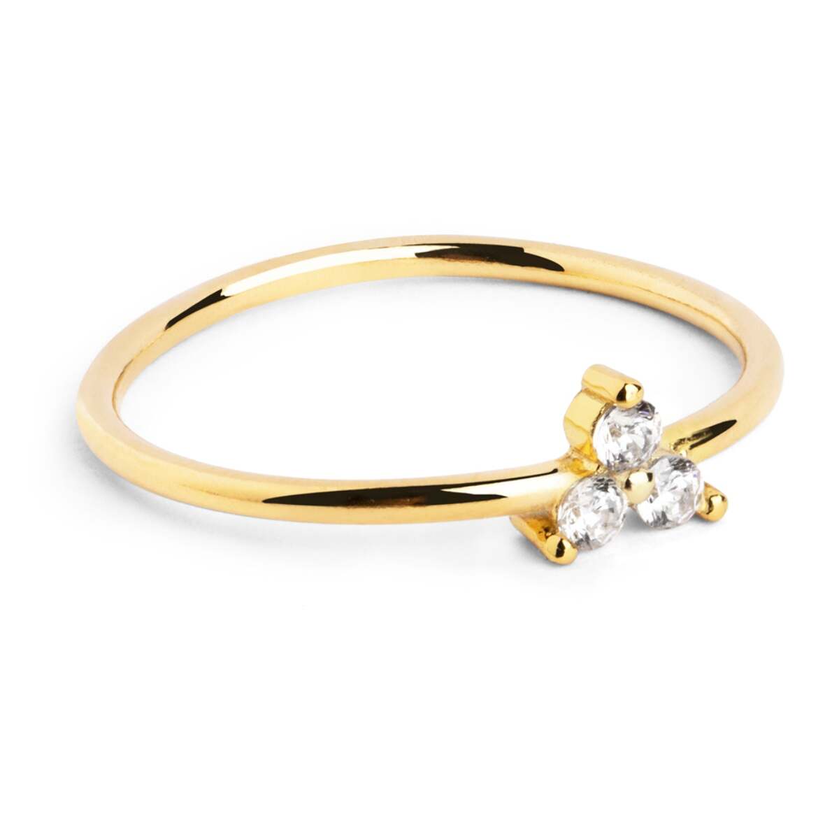 Anillo Trebol Plata Baño Oro