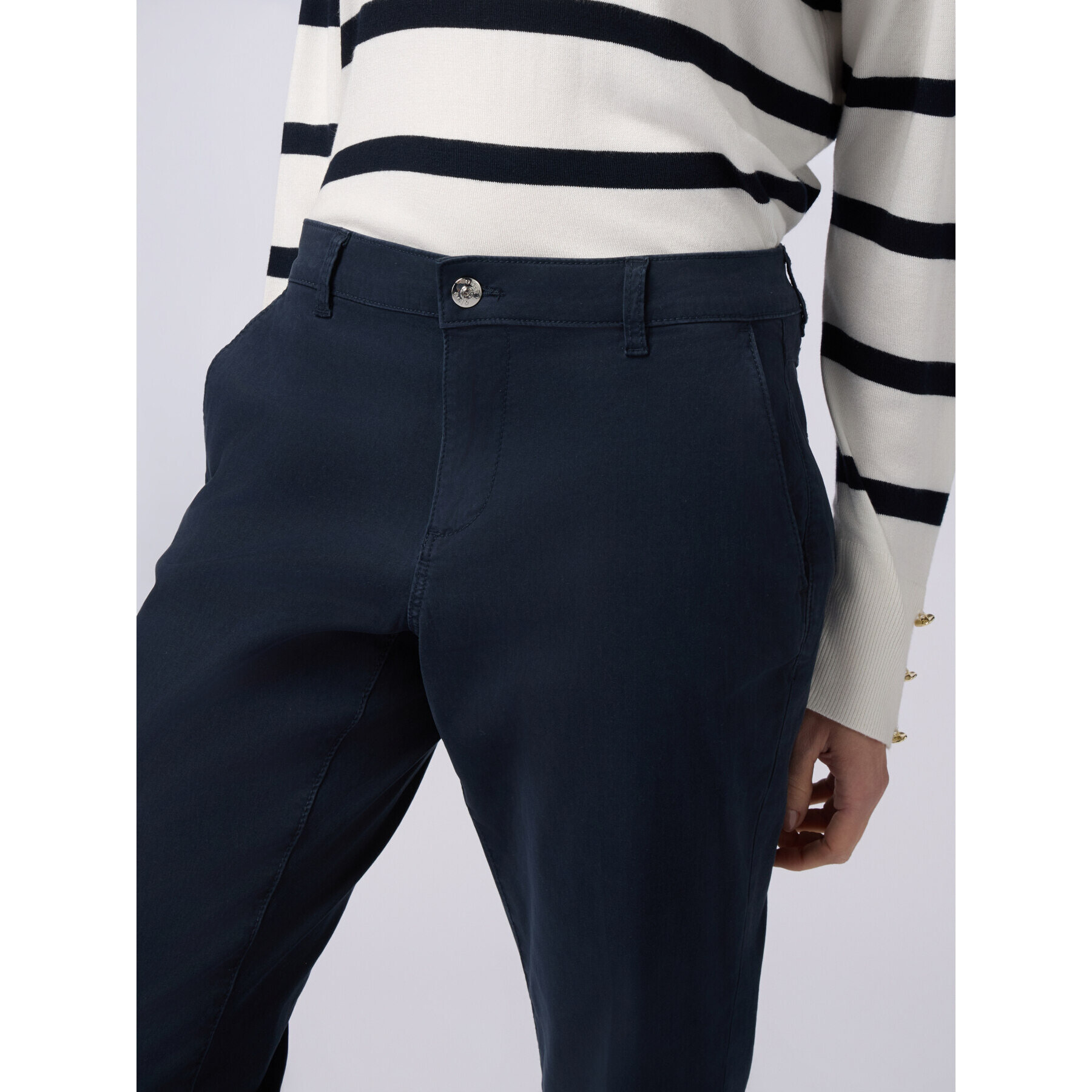 Oltre - Pantaloni chino misto tencel - Blu