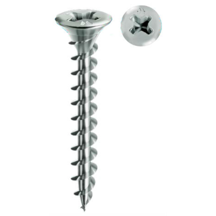 Vis MUSTAD Framex pour PVC - Tête fraisée réduite Philips - Ø4.3x25 mm - Boite de 1000 - Chromiting - SP436A430250C8C