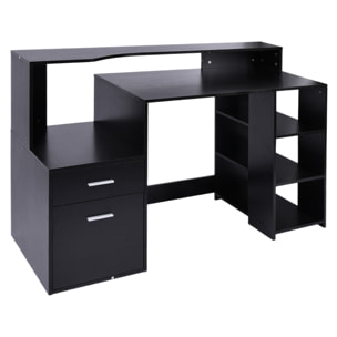 Bureau Informatique multimédia Design Multi-rangements 137 L x 55 l x 92 H cm noir