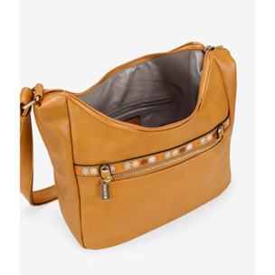 Bolso bandolera marrón con bordado