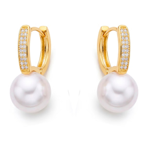 Pendientes de Circonita Brillante acabado en oro amarillo de 18k