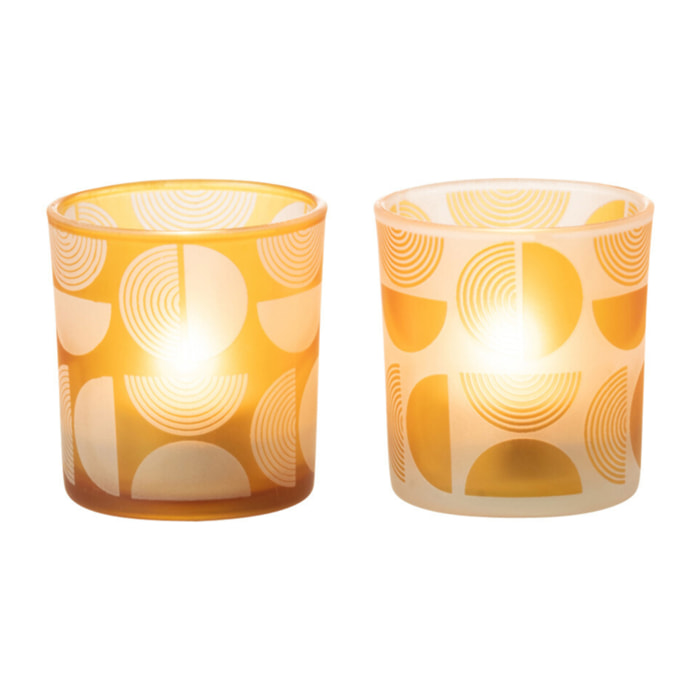 J-Line photophore Demi Cercles - verre - orange - small - 2 pcs