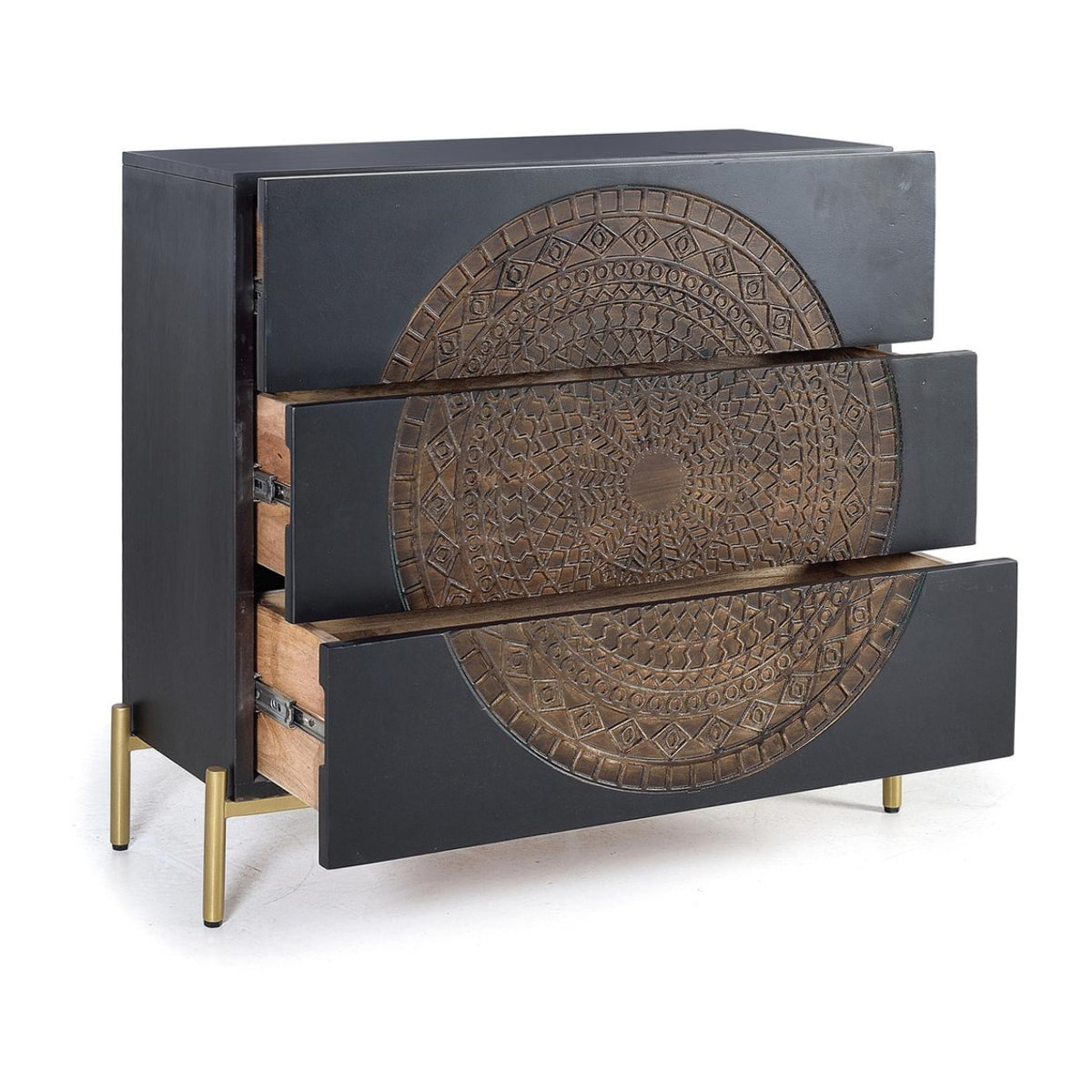 Cómoda de Madera de Mango 95 Cm Estilo Rústico Étnico