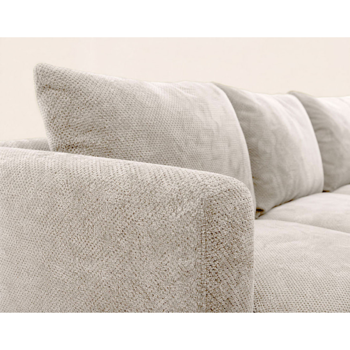 Gabin - Canapé d'angle droit 5 places en velours texturé - Beige