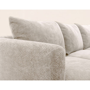 Gabin - Canapé d'angle droit 5 places en velours texturé - Beige