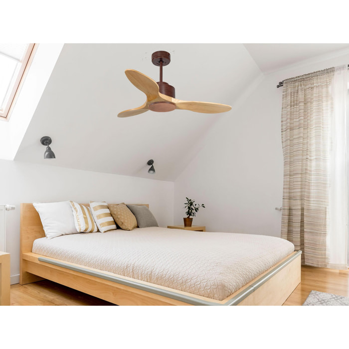 Ventilateur de plafond ø106 cm avec Wifi Réversible Hypersilence 40   W brun