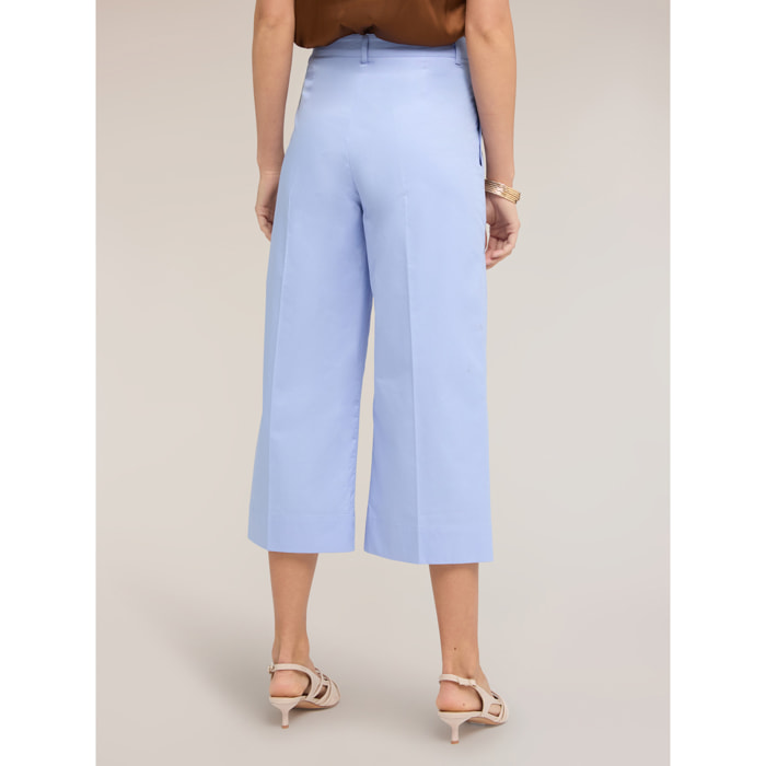 Motivi - Pantaloni cropped in tela misto cotone - Azzurro