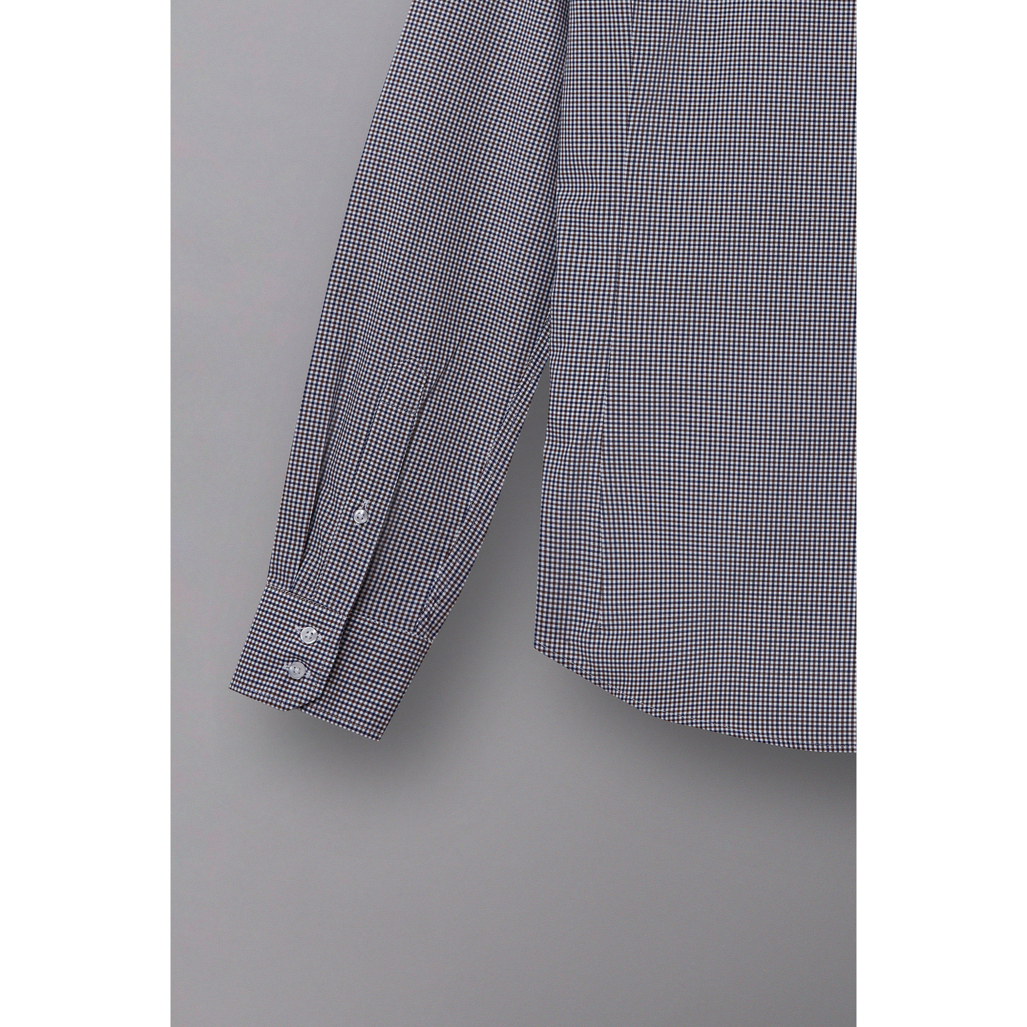 Camicia Uomo 2 Bottoni Button Down Slim Popeline Quadro Piccolo Bianco e Rosso