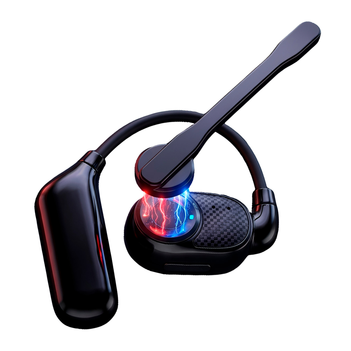 Auricular Bluetooth manos libres V1. Diseño reversible para uso en ambas orejas, micrófono magnético extraíble de 360° y batería de larga duración.
