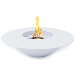 Santorini - Camino a bioetanolo da terra, braciere da giardino Ø 60xH15 cm, colore bianco