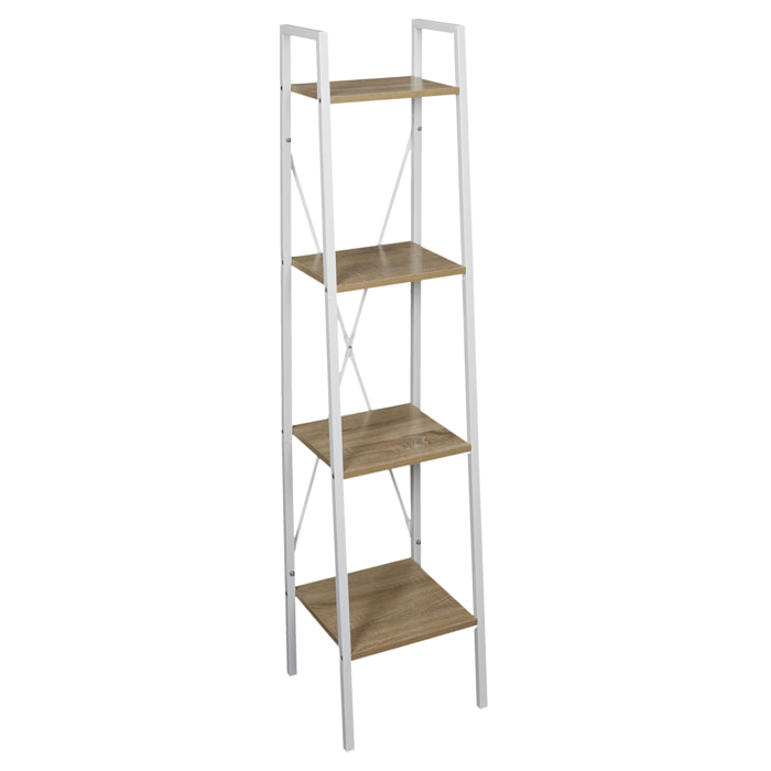 Etagere Bois Et Metal Blanc 148x34x32