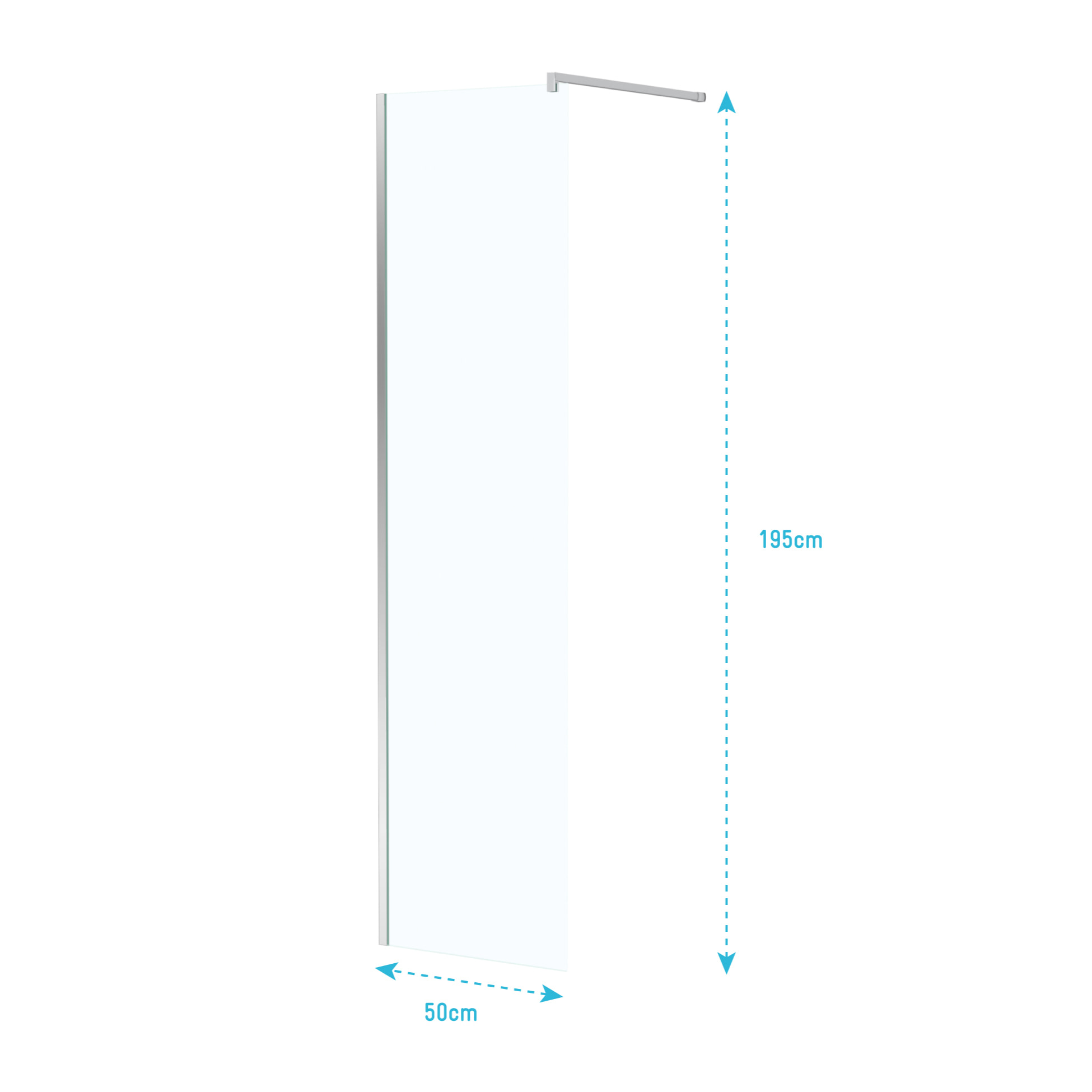 Paroi de Douche 50x195 cm en Verre Trempé 5 mm - Finition Chromé - CHROMED ELEMENTARY