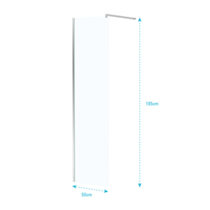 Paroi de Douche 50x195 cm en Verre Trempé 5 mm - Finition Chromé - CHROMED ELEMENTARY