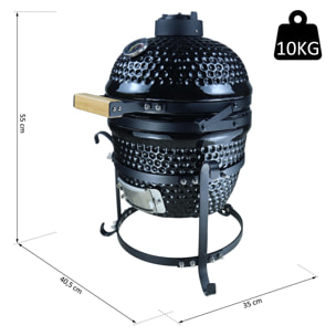 Barbecue à charbon BBQ grill fumoir sur pieds design contemporain olive acier céramique martelé noir