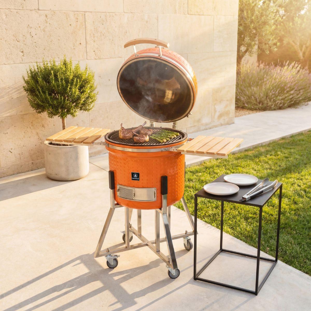 Kamado barbecue avec housse de protection