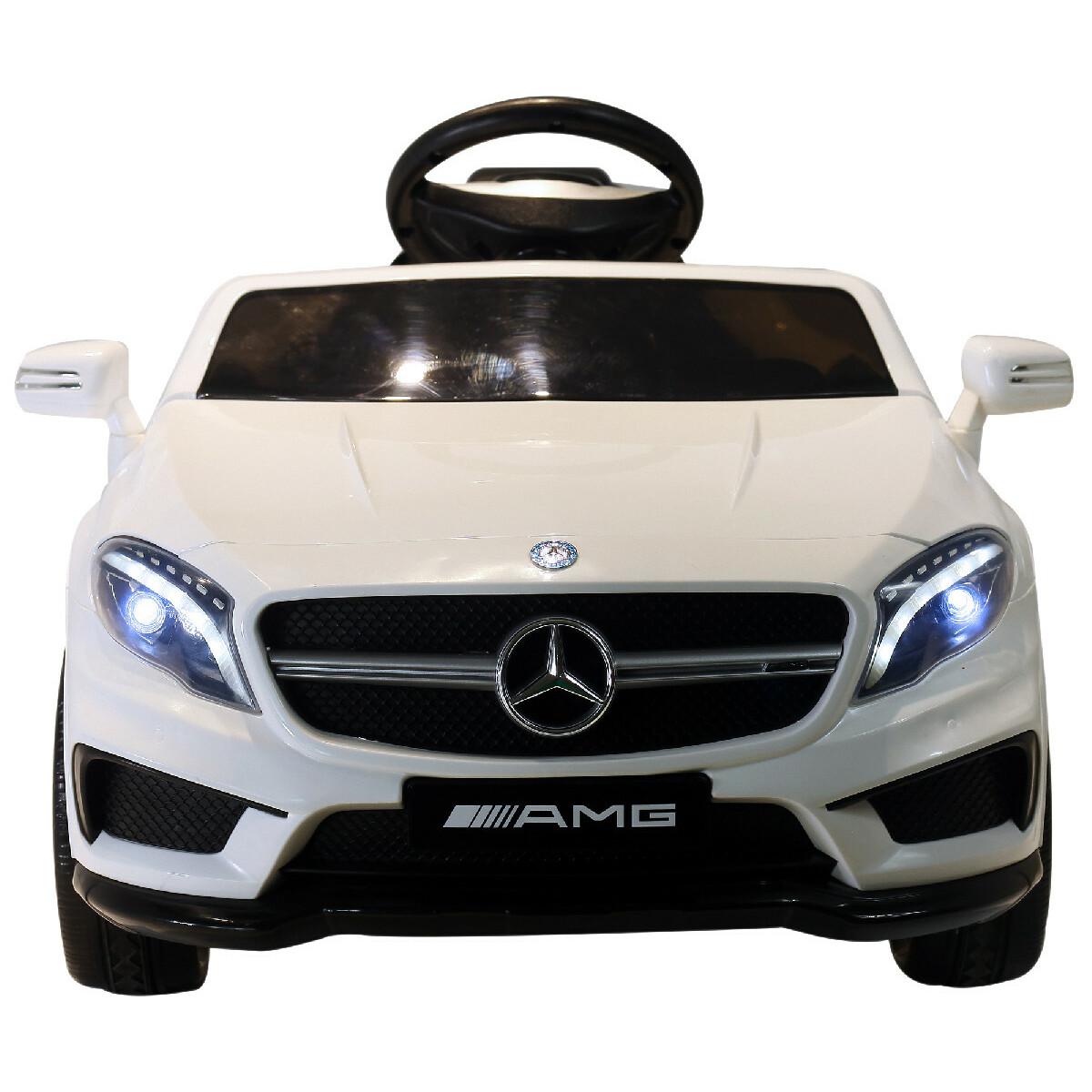 Voiture véhicule électrique enfant 6 V 3 Km/h max. télécommande effets sonores + lumineux Mercedes GLA AMG blanc