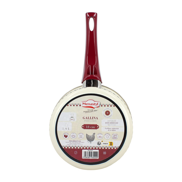 Casserole en acier émaillé 18cm - tous feux GALLINA