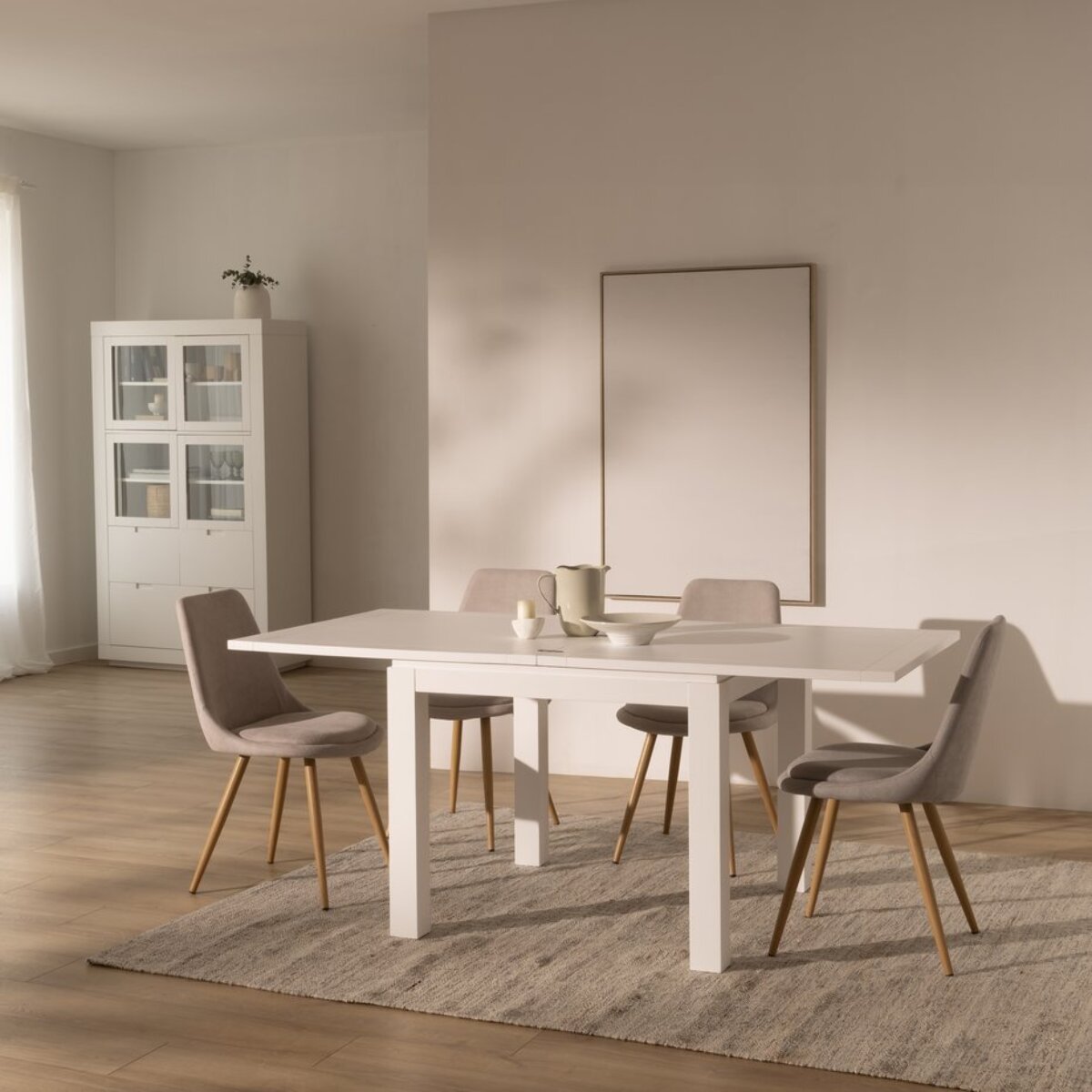 Table à manger extensible Blay -panneau de mdf et laqué blanc-couleur laqué blanc mat 90 x 78 x 90 cm