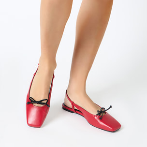 Ballerine slingback donna rosse con punta quadra