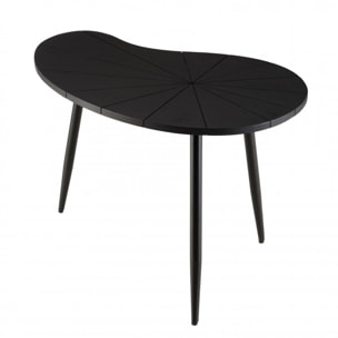 JAMES - Table d'appoint ovoïde plateau texturé noir mat pieds fer noir