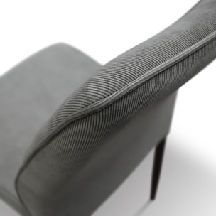 Set di 4 sedie LUBIANA in tessuto grigio e gambe in metallo nero opaco