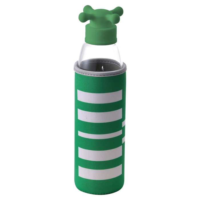 Botella de agua 500ml borosilicato funda verde y tapa de grifo rainbow be