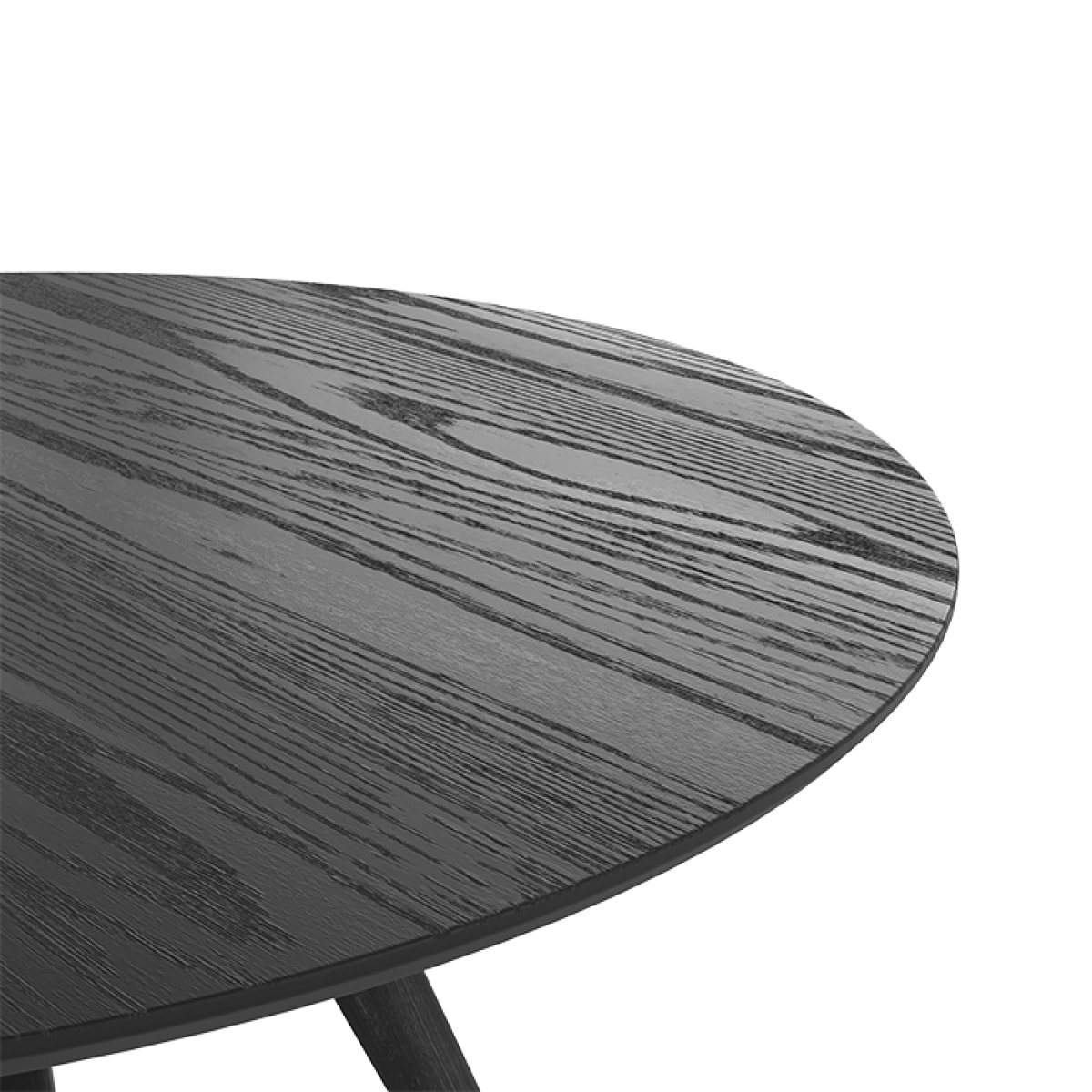 Table ronde 4 personnes en bois de frêne plaqué noir D105 cm - Liwa