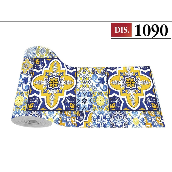 CASSESE HOME Passatoia/Tappeto Bordato in Poliestere con Retro Antiscivolo in PVC Made in Italy_Dec.1090