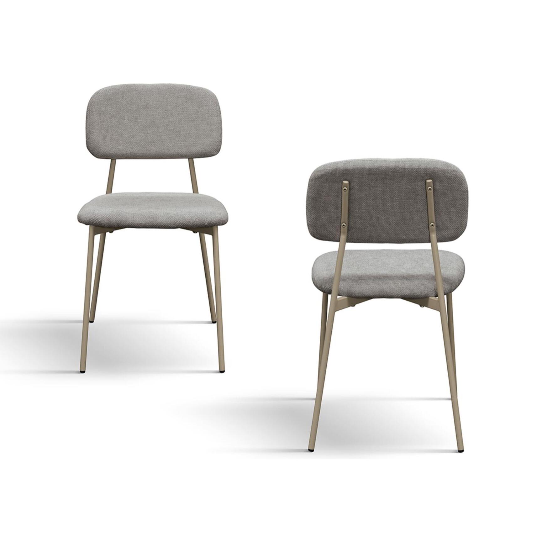 Set di 4 sedie BERLINO in tessuto grigio e gambe in metallo beige