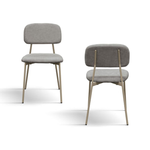 Set di 4 sedie BERLINO in tessuto grigio e gambe in metallo beige