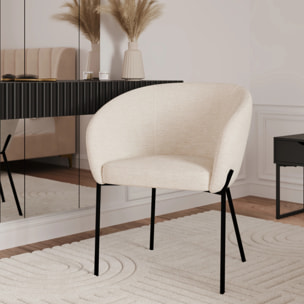 Chaise en tissu blanc chiné - Andy