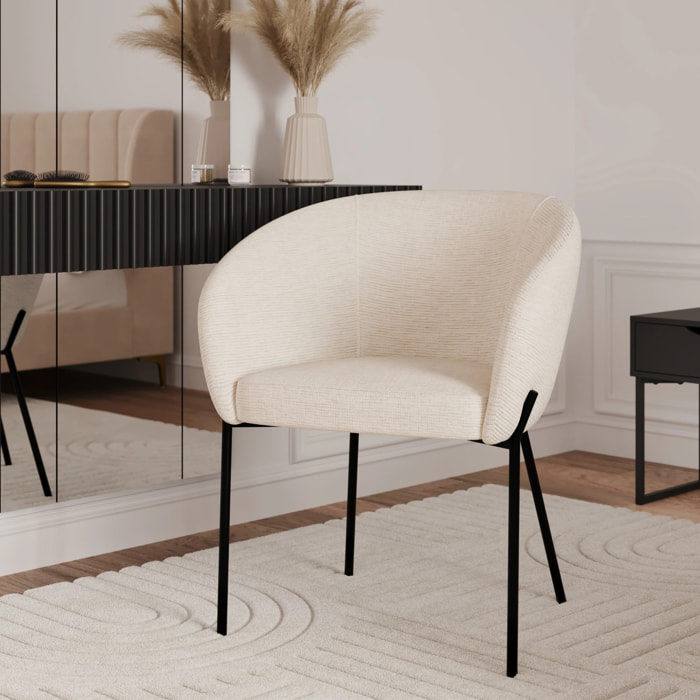 Chaise en tissu blanc chiné - Andy