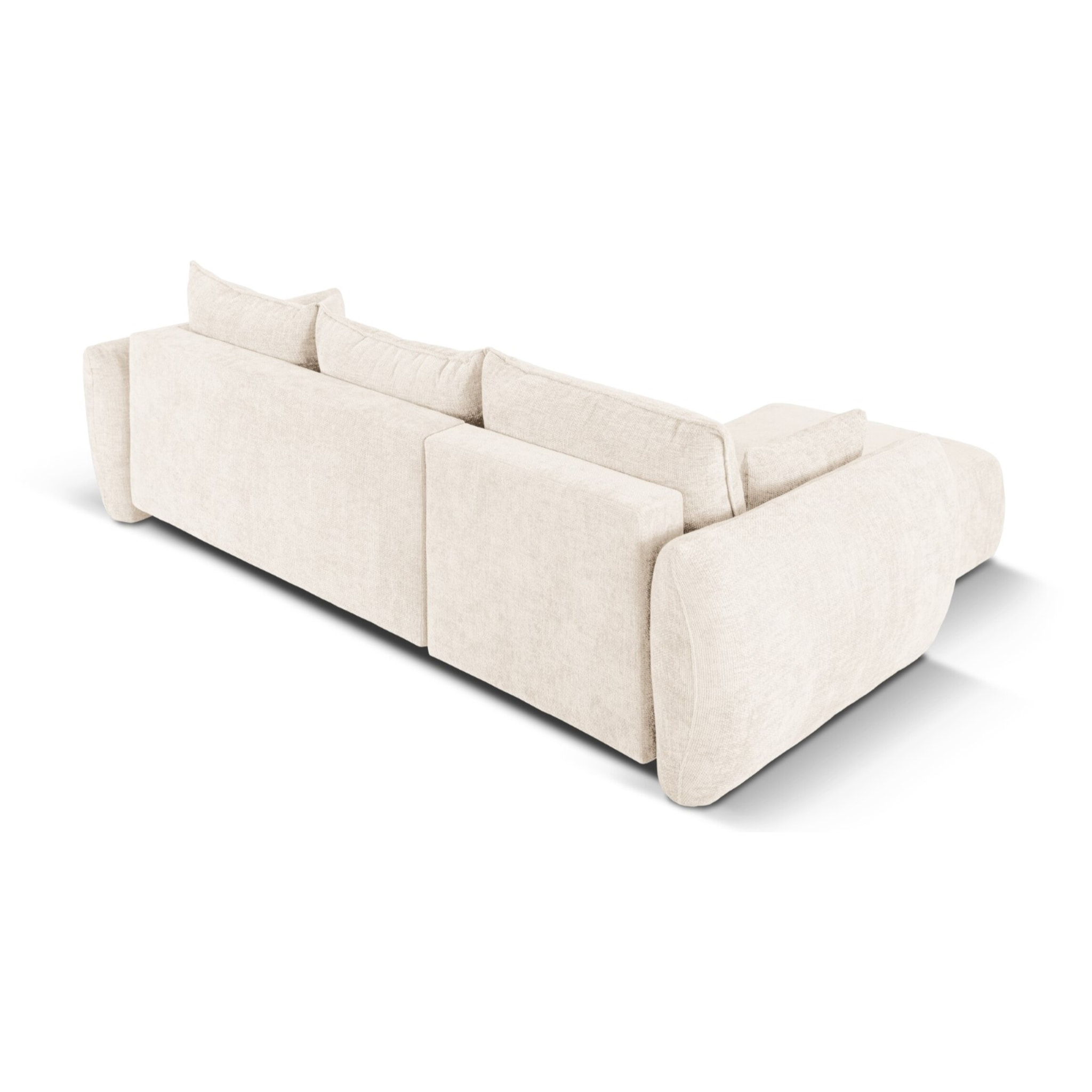 Canapé d'angle gauche convertible avec coffre de rangement "Matera" 4 places en chenille beige clair