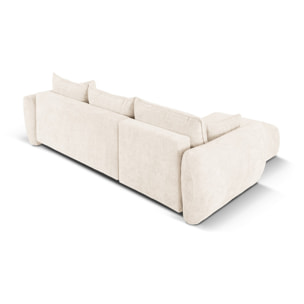 Canapé d'angle gauche convertible avec coffre de rangement "Matera" 4 places en chenille beige clair