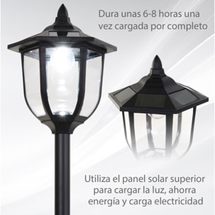 Conjunto de 2 Farolas Solares Luces de Solar para Jardín con Panel Solar Encendido Automático Protección al Ambiente y 6 Luces LED para Terraza Patio Ø26,5x177 cm Negro