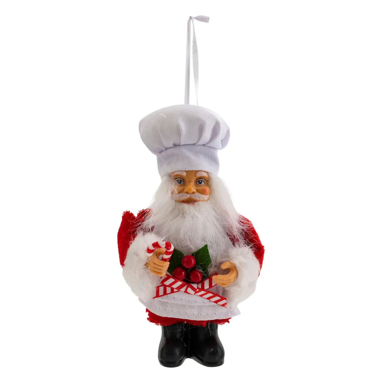 Sujet Père Noël pâtissier H.13cm rouge