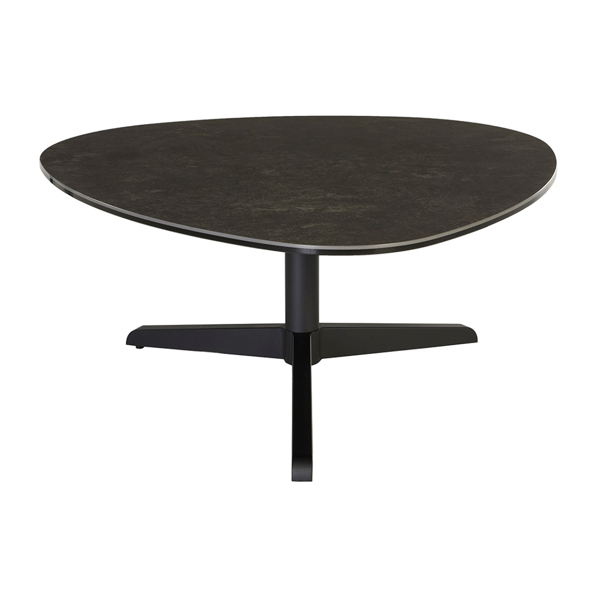 Table basse design en céramique noire et métal L84 cm LEWA
