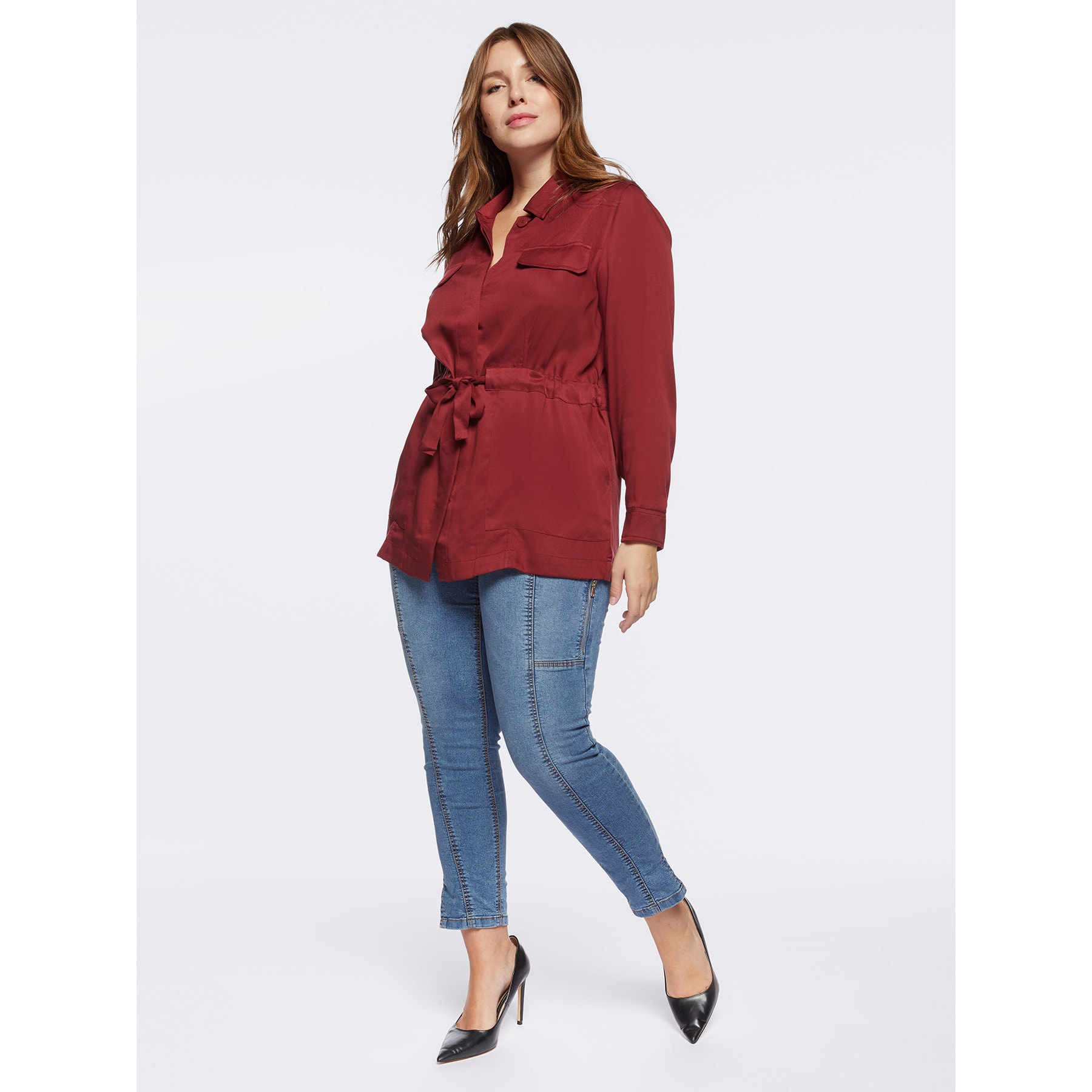 Fiorella Rubino - Camisa utility de tencel - Rojo