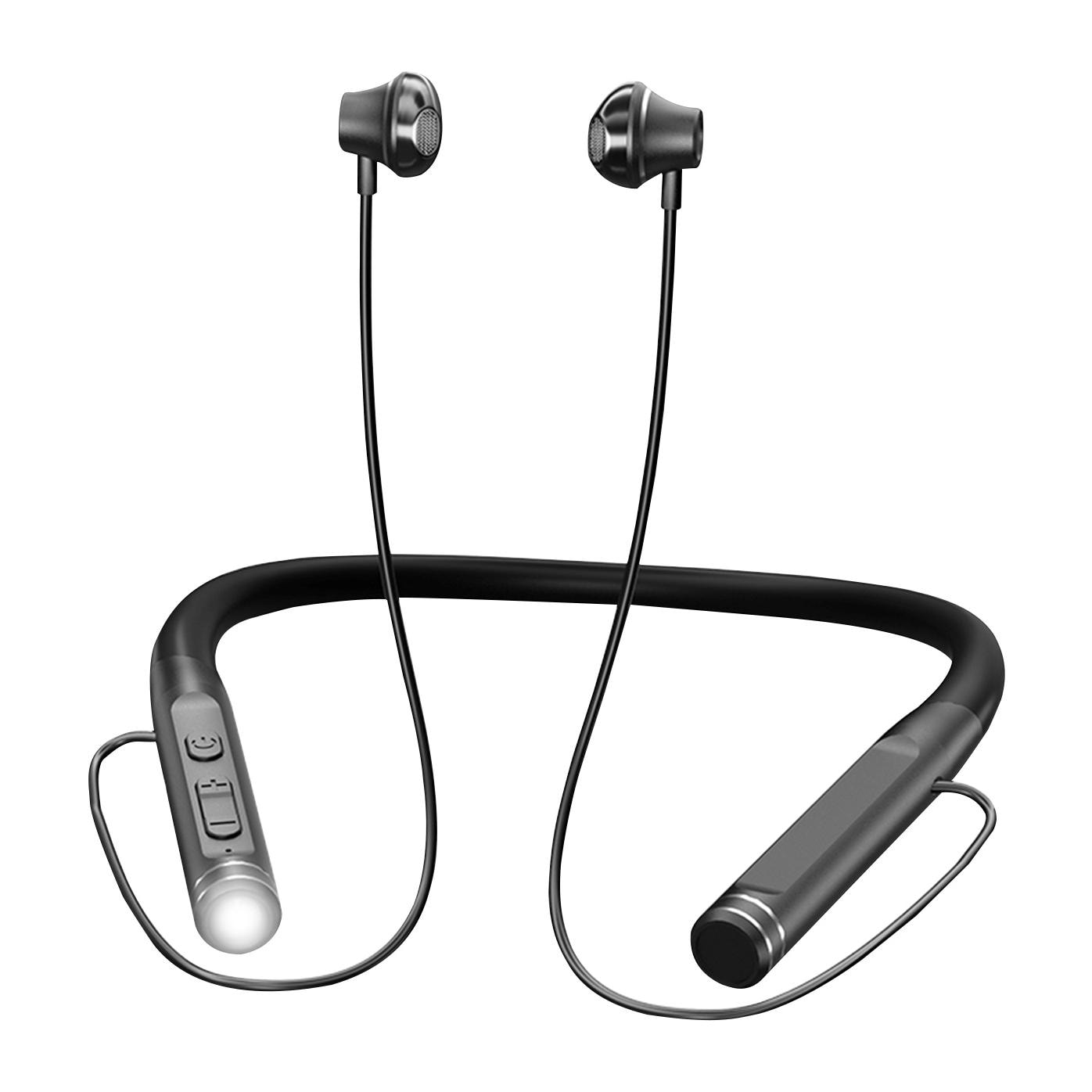 Auriculares K12 Sport con banda de cuello. Cascos magnéticos Bluetooth 5.2, luz led, 15 horas de batería.