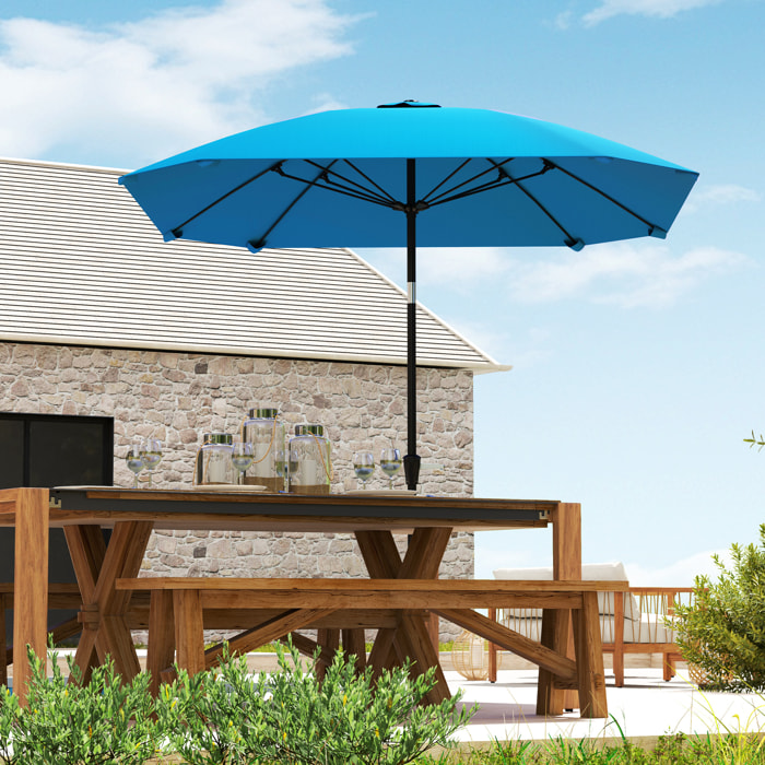 Sombrilla Terraza Exterior 233x233 cm Sombrilla de Jardín con Ángulo Ajustable Impermeable Poste de Aluminio Varillas de Fibra de Vidrio y Manivela Parasol para Patio Terraza Azul