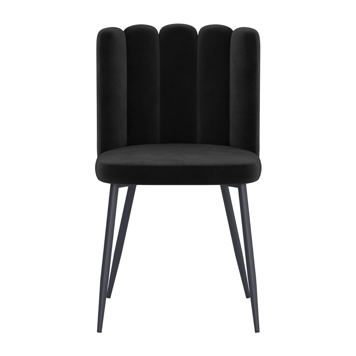 Lot de 2 chaises en velours noir et pieds en métal noir - Rosy
