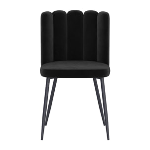 Lot de 2 chaises en velours noir et pieds en métal noir - Rosy